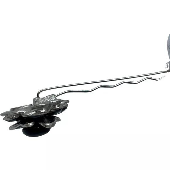 Auth CHANEL Camellia Hairpin Hair Accessory 03C Black Sterling Silver main image 6